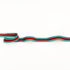 Italian Jade and Red Striped Grosgrain Ribbon - 0.625 | Mood Fabrics
