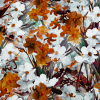 Burnt Orange and Gray Floral Stretch Rayon Jersey | Mood Fabrics
