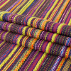 Italian Chartreuse and Eggplant Striped Wool Tweed - Folded | Mood Fabrics