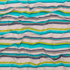 Turquoise, Lime and Taupe Barcode Striped Rayon Jersey | Mood Fabrics