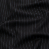 Rag & Bone Burnt Charcoal Wool Suiting with Baby Blue Pinstripes - Detail | Mood Fabrics