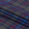 Rag & Bone Heathered Charcoal, Blue and Red Plaid Gauzy Cotton Twill - Folded | Mood Fabrics
