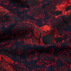 Red and Midnight Blue Skull Brocade - Detail | Mood Fabrics