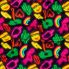Black Neon Emojis UV Protective Compression Tricot with Aloe Vera Microcapsules | Mood Fabrics