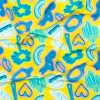 Blue and Yellow Emojis UV Protective Compression Tricot with Aloe Vera Microcapsules | Mood Fabrics