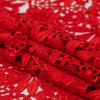 Oscar de la Renta Red 3D Floral Lace with Finished Edges - Folded | Mood Fabrics