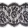 European Black Floral Chantilly Eyelash Lace Trim - 7.75 - Detail | Mood Fabrics