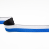 Italian Metallic Blue and Silver Striped Elastic Ribbon - 1.625 | Mood Fabrics