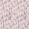 Storm Gray and Blushing Bride Pink Silverware Printed Stretch Cotton Jersey | Mood Fabrics