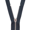 Mood Exclusive Italian Navy and Silver T3 Open End Metal Zipper - 27.5 - Detail | Mood Fabrics
