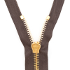 Mood Exclusive Italian Brown and Gold T8 Closed End Metal Zipper - 9 - Detail | Mood Fabrics