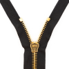 Mood Exclusive Italian Black and Gold T8 Open End Metal Zipper - 27.5 - Detail | Mood Fabrics