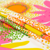 Milly Orange, Pink and Yellow Sunflowers and Circles Cotton Canvas - Folded | Mood Fabrics