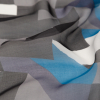Gray and Peacock Blue Geometric Abstract Silk Chiffon - Detail | Mood Fabrics