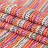 Italian Pink and Orange Luminous Striped Tweed - Folded | Mood Fabrics