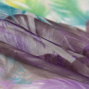 Spiced Plum and Stone Green Feathers Silk Chiffon - Folded | Mood Fabrics