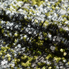 Metallic Green and Silver Baby Sequins on Black Mesh - Folded | Mood Fabrics