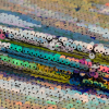 Aqua, Lemon, Metallic Pink and Multicolor Flamestitch Paillette Sequined Tulle - Folded | Mood Fabrics