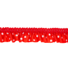 European Red and White Polka Dot Ruffled Stretch Grosgrain .875 - Detail | Mood Fabrics