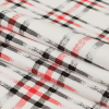 White, Black and Red Faded Plaid Blended Cotton Twill - Folded | Mood Fabrics