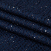 Metallic Navy Striped Tweed with Silver Sequins - Folded | Mood Fabrics