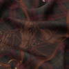 Ralph Lauren Red and Green Plaid, Horses and Bridles Silk Twill - Detail | Mood Fabrics