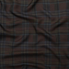 Ralph Lauren Blue and Brown Plaid Silk Twill with Reverse Military Olive Face | Mood Fabrics