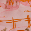Carolina Herrera Metallic Gold, Hot Pink and Orange Horse Derby Flocked Tulle - Detail | Mood Fabrics