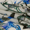 Carolina Herrera Kombu Green and Dazzling Blue Floral Silk Gazar Panel - Folded | Mood Fabrics