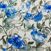 Carolina Herrera Kombu Green and Dazzling Blue Floral Silk Gazar Panel | Mood Fabrics