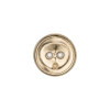 Italian Gold 2-Hole Crest Button - 24L/15mm - Detail | Mood Fabrics