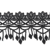 Italian Black Floral Venise Lace with Fringe Edge - 2.875 - Detail | Mood Fabrics