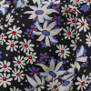 Famous NYC Designer Black, Eggnog and Riviera Oops a Daisy Silk and Rayon Jacquard - Detail | Mood Fabrics