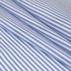 Premium Ultramarine and White Candy Striped Dobby Cotton Shirting - Folded | Mood Fabrics