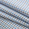 Premium Sky Blue and Pewter Tattersall Checks Wrinkle Resistant Dobby Cotton Shirting - Folded | Mood Fabrics