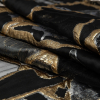 Metallic Gold and Black Abstract Burnout Luxury Brocade - Folded | Mood Fabrics
