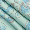 Metallic Gunmetal, Seafoam and Sky Blue Floral Luxury Brocade - Folded | Mood Fabrics