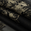 Metallic Gold and Black Floral Outlines Luxury Burnout Brocade - Folded | Mood Fabrics