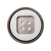 Italian White and Gunmetal 4-Hole 2-Piece Button - 44L/28mm | Mood Fabrics