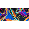 Mood Exclusive Italian Royal Blue, Orange and Gold Chains and Purse Straps Digitally Printed Silk Charmeuse - Full | Mood Fabrics