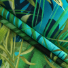 Mood Exclusive Italian Green and Blue Ferns and Foliage Digitally Printed Silk Charmeuse - Folded | Mood Fabrics