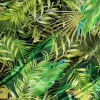 Mood Exclusive Italian Green and Black Ferns and Foliage Digitally Printed Silk Charmeuse | Mood Fabrics