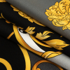 Mood Exclusive Italian Black, Gold and Gunmetal Ornate Digitally Printed Silk Charmeuse - Folded | Mood Fabrics