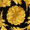 Mood Exclusive Italian Black, Gold and Gunmetal Ornate Digitally Printed Silk Charmeuse - Detail | Mood Fabrics