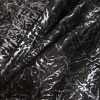 Medium Black and Silver Metallic Coated Goat Leather - Folded | Mood Fabrics