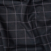 Navy Printed Windowpane Check Stretch Double Knit | Mood Fabrics