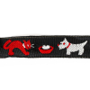 Black, White and Red Cat and Dog Jacquard Ribbon - 0.625 - Detail | Mood Fabrics