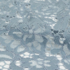 Pale Gray Blue Floral Corded Lace Panel - Detail | Mood Fabrics