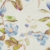 Sky Blue and Olive Watercolor Floral Printed Linen Woven - Detail | Mood Fabrics
