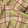 Sweet Pea and Red Plaid Linen Woven | Mood Fabrics
